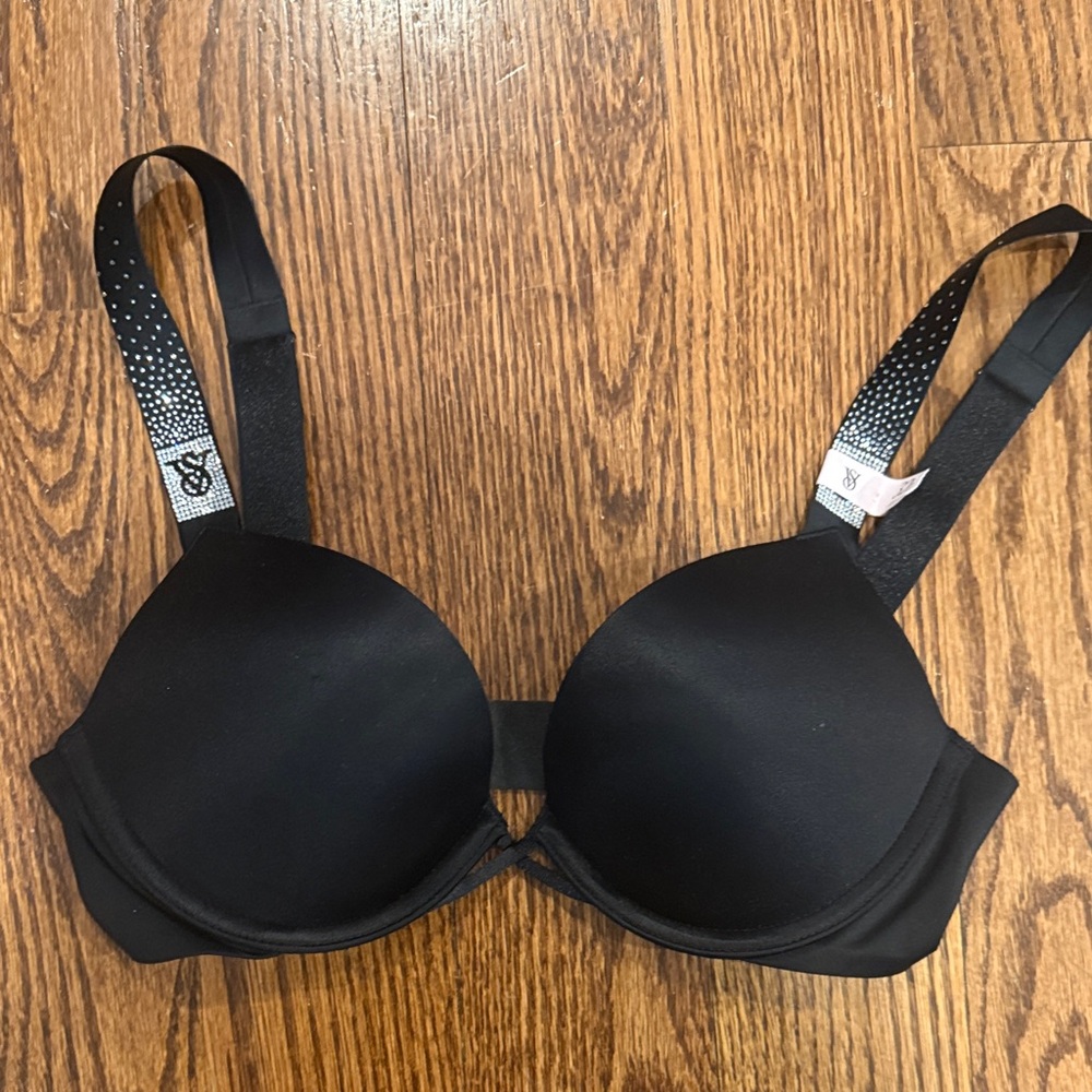 Victoria's Secret Black Bombshell Bra with Embellished Straps